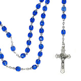 Rosary (Catholic) - Czech Sapphire Blue Beads, Cherubs, Sacred Heart of Jesus