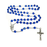 Rosary (Catholic) - Czech Sapphire Blue Beads, Cherubs, Sacred Heart of Jesus