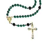 Catholic Rosary - St. Patrick, Gold Pewter, Shamrock Crucifix