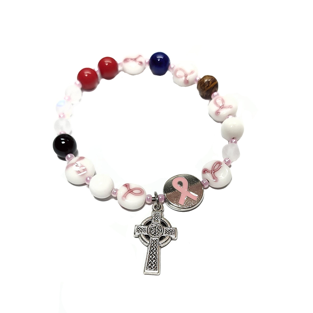 Lutheran Wreath of Christ Prayer Beads Rosary - Pink Ribbons Awareness