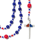 Anglican Prayer Beads Rosary - Red & Blue Heart Cross