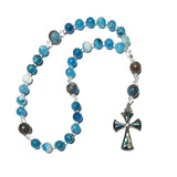 Anglican Rosary Prayer Beads - Sky Blue Hemimorphite, Blue Quartz and Bronzite