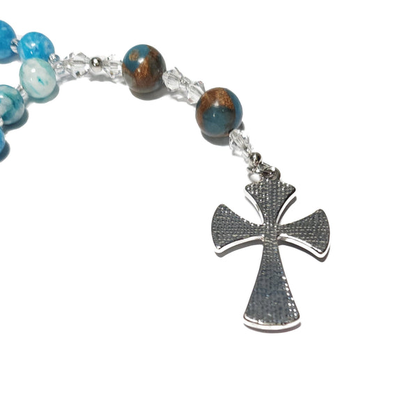 Rosary Bracelet With Blue Glass Beads | Online Christian Supplies Shop