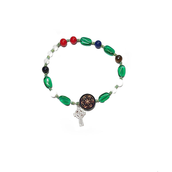 Lutheran Wreath of Christ Prayer Beads Rosary - Black Picasso Glass Flower, Teal