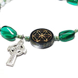 Lutheran Wreath of Christ Prayer Beads Rosary - Black Picasso Glass Flower, Teal