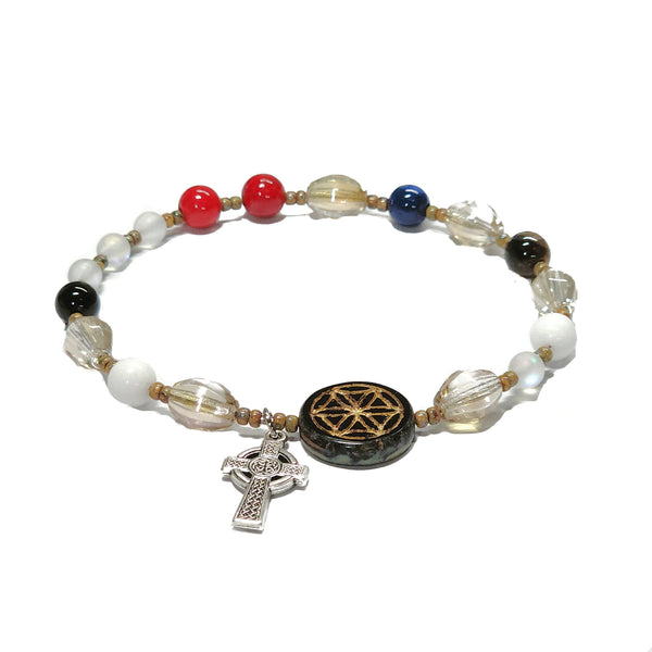 Lutheran Wreath of Christ Prayer Beads Rosary - Black Picasso Flower of Life