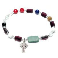 Lutheran Wreath of Christ Prayer Beads Rosary - Turquoise Sun Rectangle, Purple