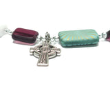 Lutheran Wreath of Christ Prayer Beads Rosary - Turquoise Sun Rectangle, Purple