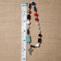 Lutheran Wreath of Christ Prayer Beads Rosary - Turquoise Sun Rectangle, Purple