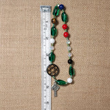 Lutheran Wreath of Christ Prayer Beads Rosary - Black Picasso Glass Flower, Teal
