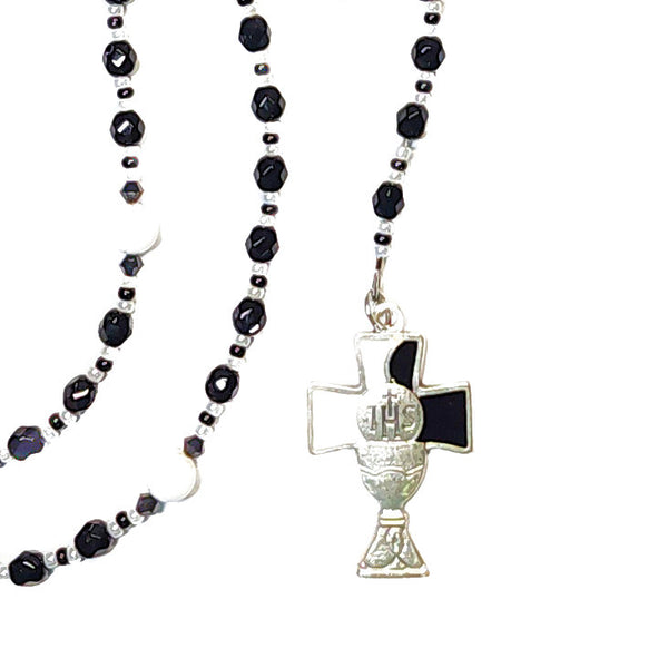 Lutheran Longworth Rosary Prayer Beads - Small Black Beads, Communion Eucharist