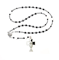 Anglican Rosary Prayer Beads - Black & White, Eucharist Cross