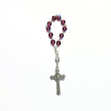 One Decade Finger Rosary - Czech Amethyst AB Druks, St. Benedict Crucifix