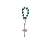 Backside One Decade Finger Rosary - Czech Emerald AB Druks, St. Benedict Crucifix