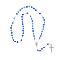 Rosary (Catholic) Czech Sapphire Blue Beads, Holy Family / Spirit