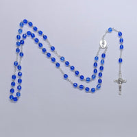 Rosary (Catholic) Czech Sapphire Blue Beads, Holy Family / Spirit