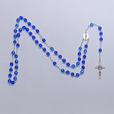 Rosary (Catholic) Czech Sapphire Blue Beads, Holy Family / Spirit
