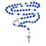Rosary (Catholic) Czech Sapphire Blue Beads, Holy Family / Spirit