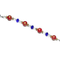 Rearview Mirror Car Charm - Queen's Crown & Bee Dog Tag-like Charm, Red, Blue