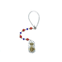 Rearview Mirror Car Charm - Queen's Crown & Bee Dog Tag-like Charm, Red, Blue