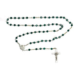 Rosary (Catholic) Czech Emerald Green Beads, St. Benedict Crucifix