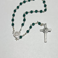 Rosary (Catholic) Czech Emerald Green Beads, St. Benedict Crucifix