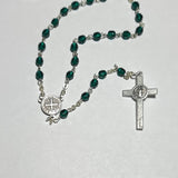 Rosary (Catholic) Czech Emerald Green Beads, St. Benedict Crucifix