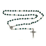 Rosary (Catholic) Czech Emerald Green Beads, St. Benedict Crucifix