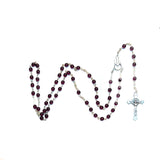 Catholic Rosary - Dark Garnet Glass Beads, St. Benedict Crucifix