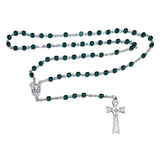Rosary (Catholic) Czech Emerald Green Beads, 1st Holy Communion Cross