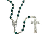 Rosary (Catholic) Czech Emerald Green Beads, 1st Holy Communion Cross