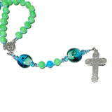 Rosary (Catholic) - Blue, Green Glass Beads, Confirmation, Holy Family, Spirit
