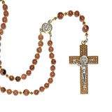 Rosary (Catholic) - Brown & Dark Blue Sandstone, Goldstone, St. Benedict