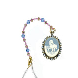 Rearview Mirror Car Charm - Unicorn Cameo w/Blue Background & Bling