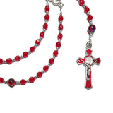 Rosary (Catholic) - Small, Red Czech Glass Beads, Miraculous Mary