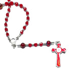 Rosary (Catholic) - Small, Red Czech Glass Beads, Miraculous Mary