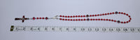 Rosary (Catholic) - Small, Red Czech Glass Beads, Miraculous Mary