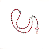 Rosary (Catholic) - Small, Red Czech Glass Beads, Miraculous Mary