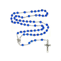 Rosary (Catholic) - Czech Sapphire Blue Beads, Cherubs, Sacred Heart of Jesus