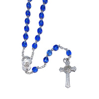 Rosary (Catholic) - Czech Sapphire Blue Beads, Cherubs, Sacred Heart of Jesus