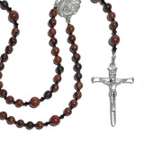 Catholic Rosary - Mahogany Obsidian, Divine Mercy, Nail Crucifix