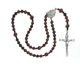 Catholic Rosary - Mahogany Obsidian, Divine Mercy, Nail Crucifix