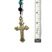 Catholic Rosary - Bronze 5-Way Trinity Jubilee Crucifix, Green & Black Jasper
