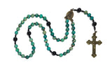 Catholic Rosary - Bronze 5-Way Trinity Jubilee Crucifix, Green & Black Jasper