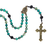 Catholic Rosary - Bronze 5-Way Trinity Jubilee Crucifix, Green & Black Jasper