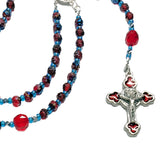 Catholic Rosary - Rose Rosary, Garnet Red, Azzurro (Blue) Rosebud