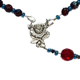 Catholic Rosary - Rose Rosary, Garnet Red, Azzurro (Blue) Rosebud