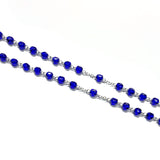 Catholic Rosary - Blue Czech Beads, St. Benedict