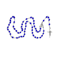 Catholic Rosary - Blue Czech Beads, St. Benedict