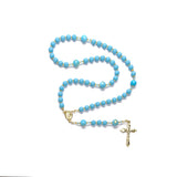 Catholic Rosary - Aqua/Turquoise Color Glass Beads and Jade Beads
